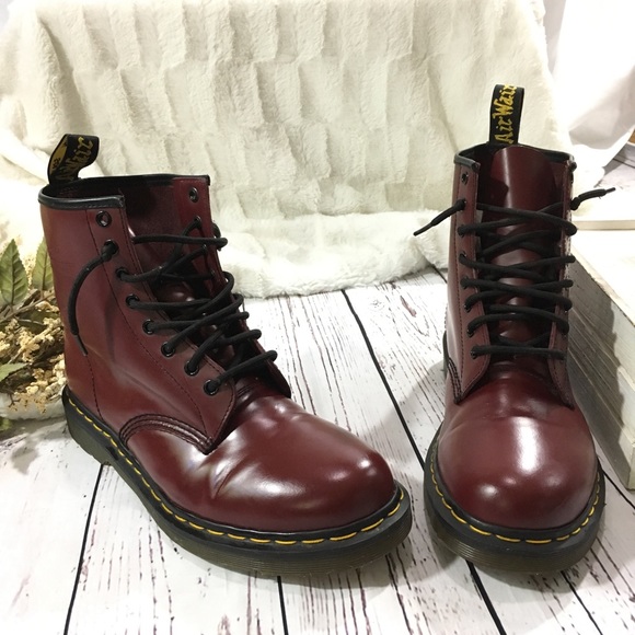 cherry red combat boots